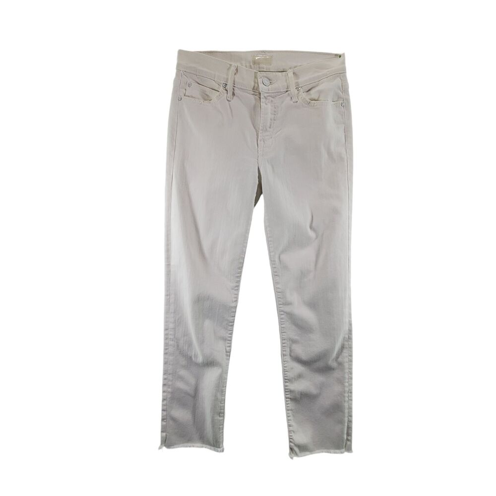 29x27 Mother Jeans The Rascal Ankle Snippet Stayin Alive White Raw Hem Mid Rise